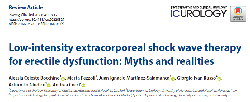 Low-intensity extracorporeal shock wave therapy for erectile dysfunction: Myths and realities 